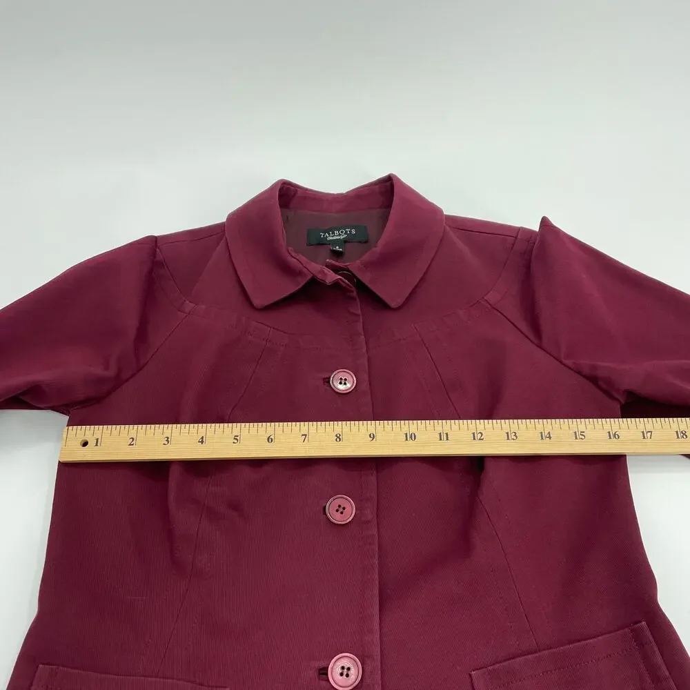 TALBOTS Womens Jacket Blazer Size 6 Red Button Front Suit Layer Professional